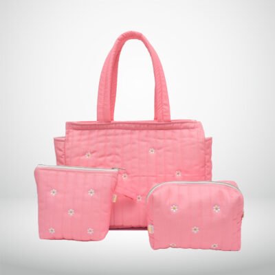 Petals & Peach – Tote Bag, All Purpose Pouch, Cosmetic Pouch Combo Box Tote