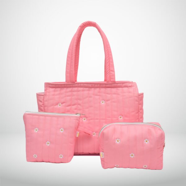 Petals & Peach - Tote Bag, All Purpose Pouch, Cosmetic Pouch Combo