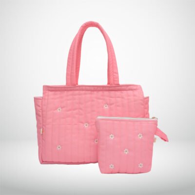 Petals & Peach Tote Bag & Cosmetic Pouch Combo Box Tote