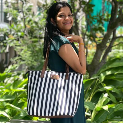 Mono Stripe Office Tote