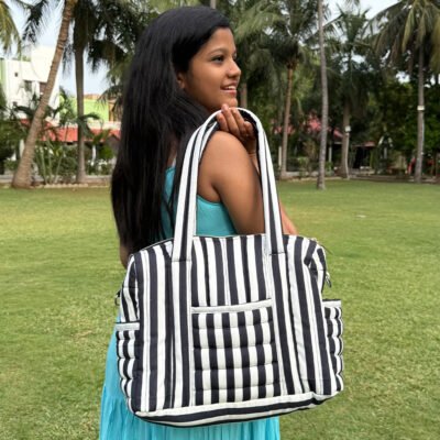Mono Stripe Mommy Bag