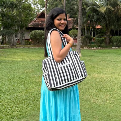 Mono Stripe Mommy Bag