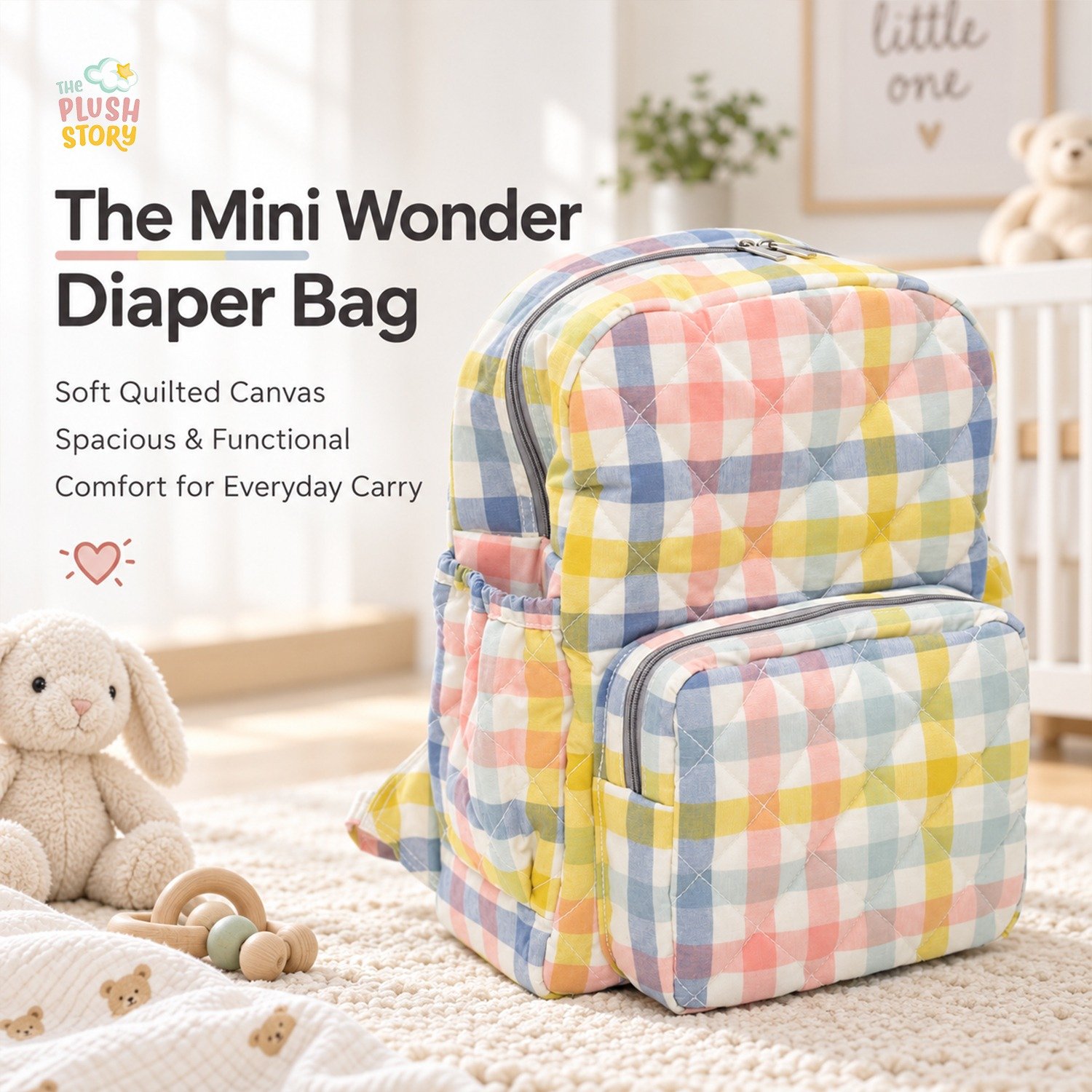 Happy checks Quilted Diaper Bag - Image 7