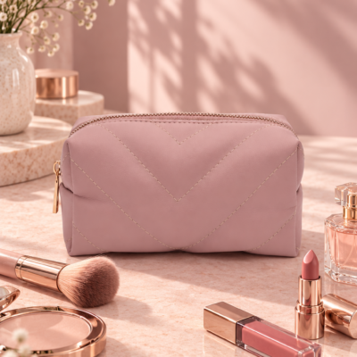 Pink Vegan Makeup Pouch
