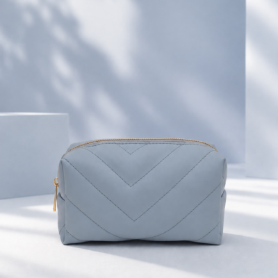 Blue Vegan Makeup Pouch