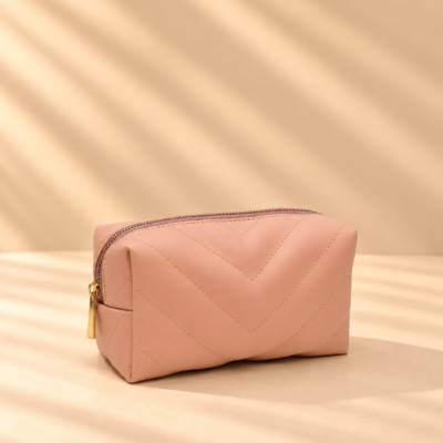 Peach Vegan Makeup Pouch