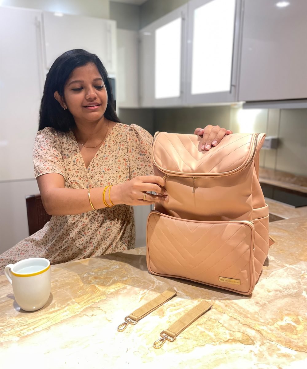 Peach blossom vegan backpack