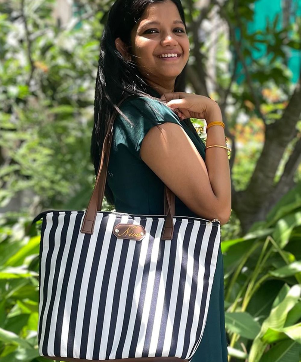 Mono Stripe Office Tote